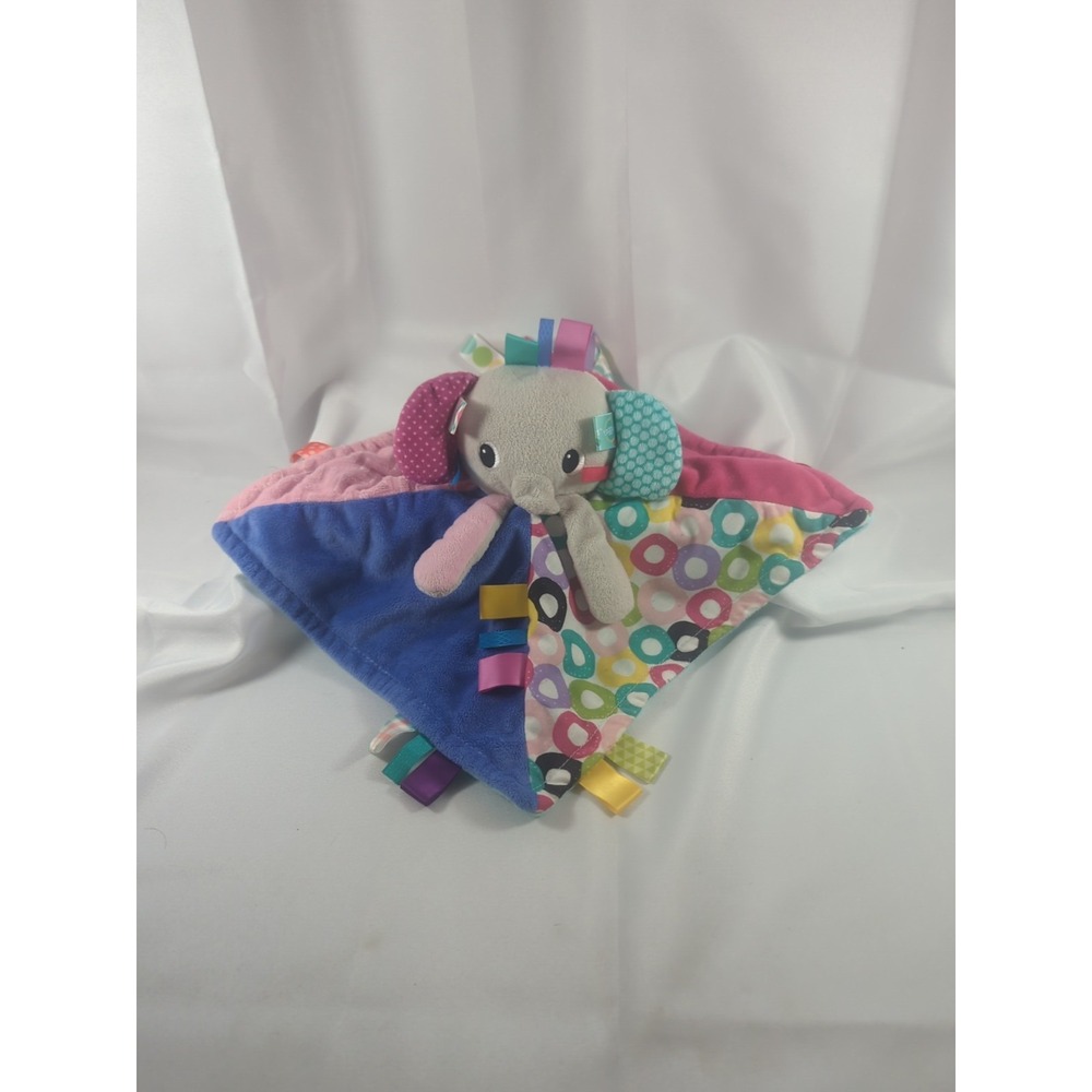 Bright Starts Elephant Taggies Tags Baby Security Blanket Plush Lovey Toy